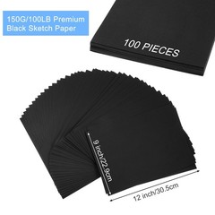100 Sheets Black Sketch Drawing Paper Heavyweight 150 GSM /100 Lbs Artist Dra…