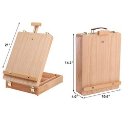 DEAYOU Wood Tabletop Easel Storage Box, 10.6″ W x 4″ D x 14.2″ H, Brown