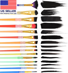 15Pcs Paint Brushes Value Pack, Includes 15 Different Types of Brushes, Nylon Co