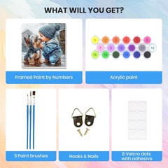 Framed Paint by Numbers Kit Dog for Adults, Paint by Numbers for Adults Beginner