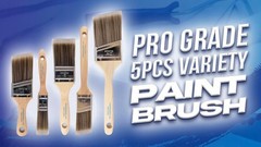 Paint Brush Set Five Piece Flat and Angle Brushes for Interior Exterior Use