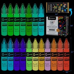 Artecho Glow in the Dark Paint 18 6.7 Fl Oz (Pack of 1), Glow&Neon-18 colors