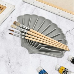 2 PCS Silicone Paint Brush Holders Small Multiple Slots Rest Watercolor Grey
