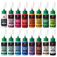 16 PCS 2oz Matte Acrylic Paint Set Precision Applicator Cap Car Freshie