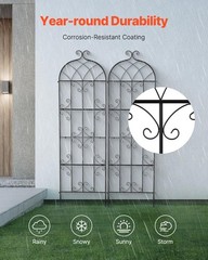 VEVOR Garden Trellis 71x20in 2 Pack Metal Climbing Plant Support Rustproof