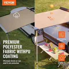 VEVOR Vehicle Awning 4.6’x6.6′ Shade Coverage Car Side Awning PU3000 mm UV50+