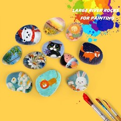 15-Pack Extra Large River Rocks 3.1-4.7 inch Flat Smooth Stones for Painting