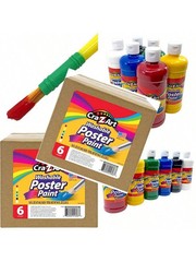 Washable Poster Paint Bulk 6 Count 4oz Bottles Assorted Colors