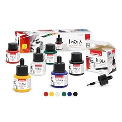 Waterproof Drawing Ink Set of 6 x 35ml with Dropper