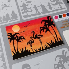 Animal Stencils for Painting,16 Pcs Forest Landscape Stencil,Mountains White