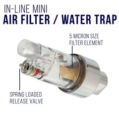 AIRBRUSH MINI AIR FILTER Moisture Water Trap 1/8″ Fittings Hose Paint Spray Gun