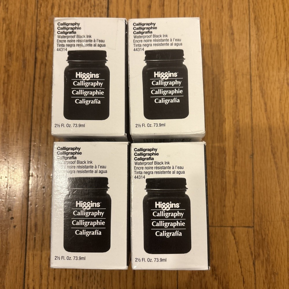 4 Pack, Higgins Black Calligraphy Ink, 2.5 Ounce Bottle (44314) fl oz,