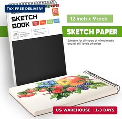 Soucolor 9″ x 12″ Sketch Book, 100 Sheets Top Spiral Bound Sketchbook with Acid-