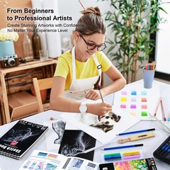KALOUR 95-Piece Sketching and Drawing Art Set with 3-color Sketch Book and