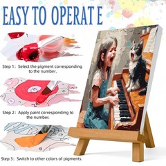 Paint by Numbers Kit for Adults Beginner,Singing Cat Paint by Number Kits Canvas