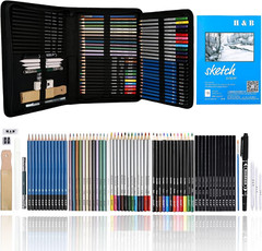 72Pcs Drawing Sketching Kit Set, Pro Art Supplies with Sketchbook, Watercolor,