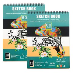 60 Sheets Drawing Pad Wire Binding for Easy Turn with Three Colors of Paper