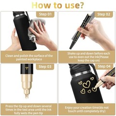 3 Pack Dual Tip Liquid Gold Chrome Markers, Permanent Shiny Gold Marker 3 Gold