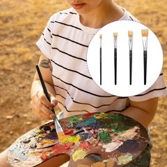 4Pcs Comb Artist Brush Set, Rake Brushes for Painting with Birch Wood Handle, Pa