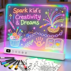 Led Drawing Board with 13 Light Effects, 16″ Rechargeable Light Up Kids Tablet