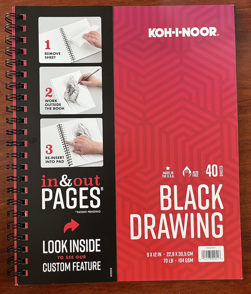 Koh-I-Noor 9×12 black Sketch Pad Black Drawing Paper in & out Pages 40 sheets