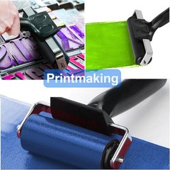4 Inch Rubber Roller with Handle, Printmaking for Gluing, Printing,…
