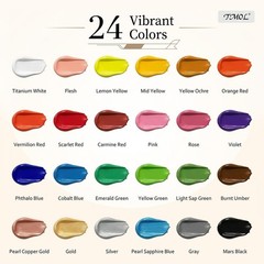 TMOL Acrylic Paint Set, 24 Colors (2 oz/Bottle) with 12 Art Brushes, Art Supp…