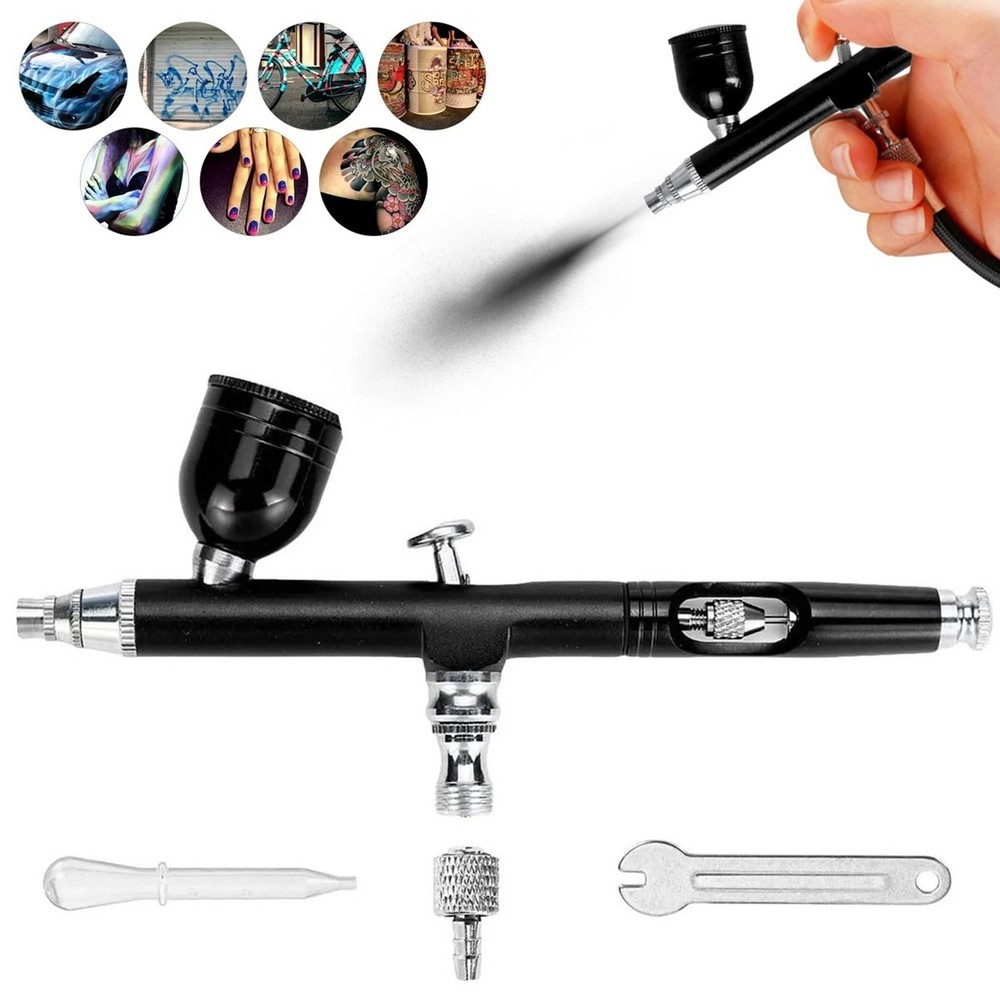 Dual Action Airbrush Gravity Feed 0.3mm Gun Spray Nail Art Paint Tattoo Tool Set