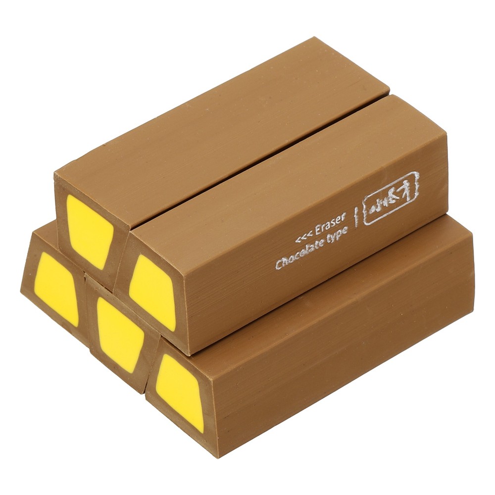 Pencil Erasers Rubber, 5 Pcs Art Eraser Scented, Dark Brown/Yellow