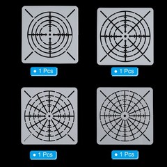 4 8 12 16 Segment Mandala Stencil, 4 Pack 3.5″ Mandala Stencils Template, White