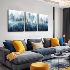 Misty Forests 3-Piece Framed Canvas Wall Art – Trees Landscape Pictures for L…