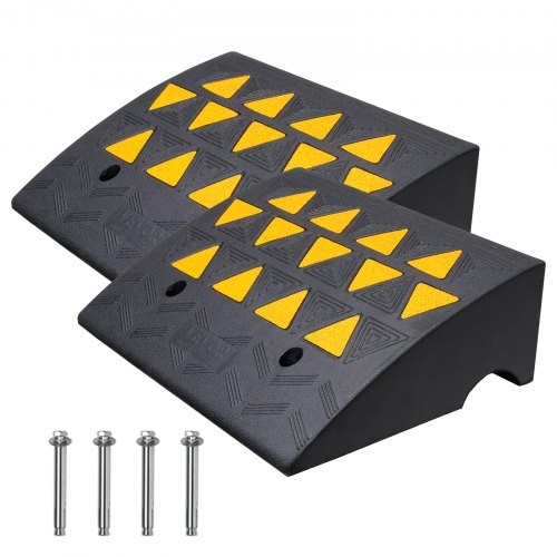 Rubber Curb Ramp 2 Pack, 6″ Rise Height Heavy-Duty 33069 lbs/15 T Capacity T…