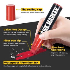 SELEAD Jumbo Tire Marker White Red – 4 Pack 15mm Wide Tip Paint Pens for Car …