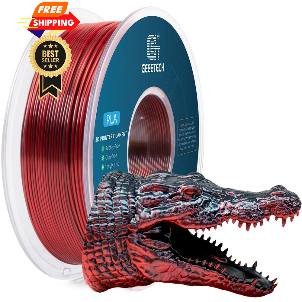 Geeetech Silk PLA Filament 1.75mm 1.75 millimeters, 1kg Dual Color Black-red