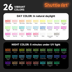 Glow in the Dark Paint, 26 Colors 3D Fabric Paint with 1 Mini UV Light 3 Brushes