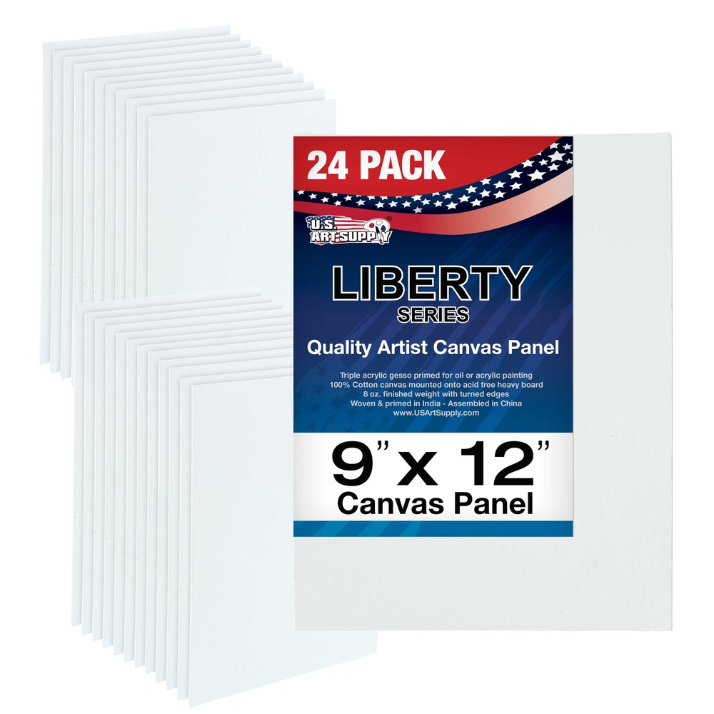 Blank Cotton Canvas Panels 9″x12″ 24-Pack Mounted Art Boards Paint Supplies