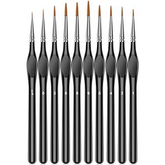 Micro Paint Brushes Set 10 Sizes Triangular Handles Acrylic & Watercolor Crafts