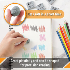 Kneaded Eraser, 18 Pack, Gray, Kneaded Erasers for Artists, Gum Eraser, Art Er