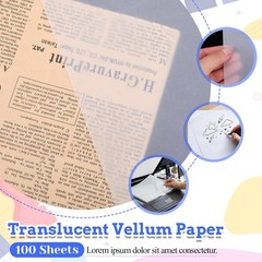 11×17 Translucent Vellum Paper Sheets 100 Sheets 60 GSM Vintage Tracing Paper