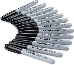 Versatile 24-Pack Black Fine Tip Permanent Markers – Ideal for School and Office