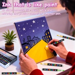 48 Colors Acrylic Paint Markers Brush Tip, Water-Based Acrylic Colored Paint …