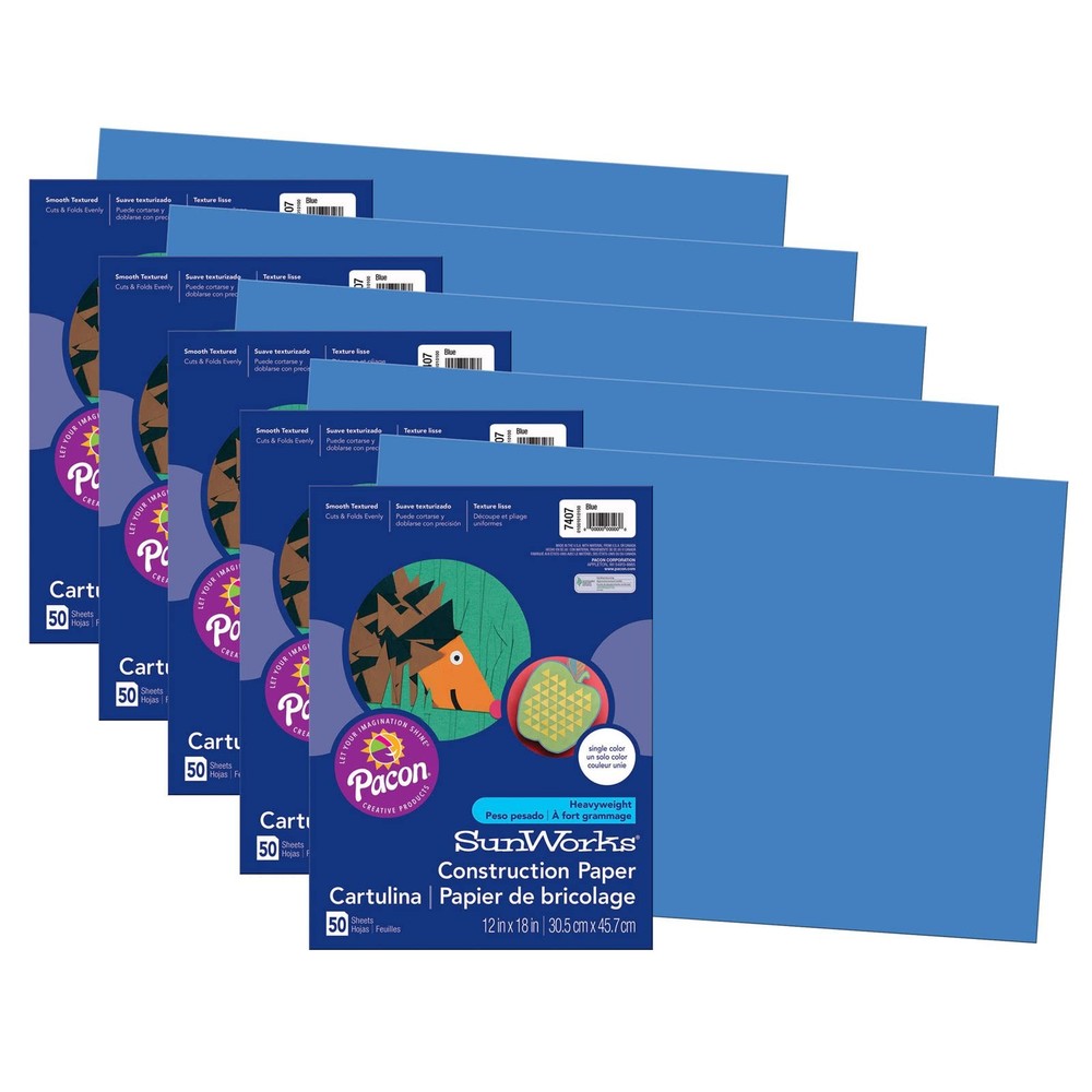 5 PCS Prang 12×18 Inch Blue Construction Paper 50 Sheets Per Pack Craft