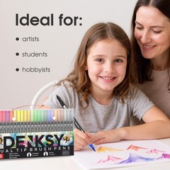 48 PCS Watercolor Markers Dual Tip Brush Fineliner Calligraphy Sketching Art