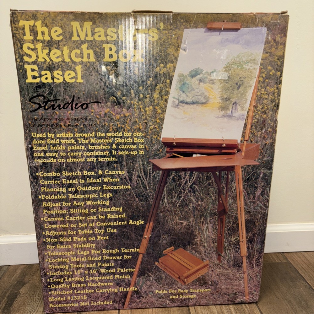 Studio The Masters Sketch Box Easel NIB Model 13215 NOS Artist On The Go Or Home