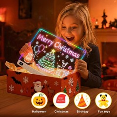 Led Drawing Board with 13 Light Effects, 16″ Rechargeable Glow Doodle LED Note B