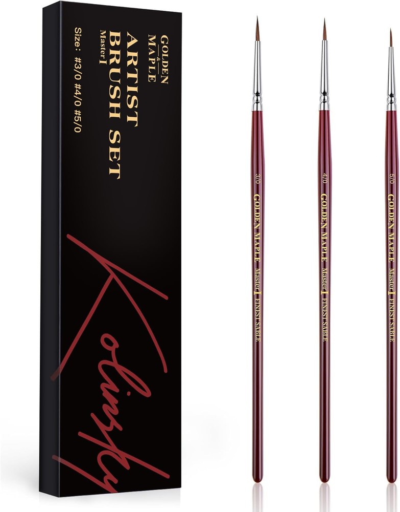 Miniature Paint Brushes Kolinsky Sable Ultra Fine Point Size 3/0 4/0 5/0