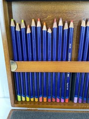 Derwent Inktense Fine Art Pencils Set 48 Colors in Wooden Box Drawing Supplies