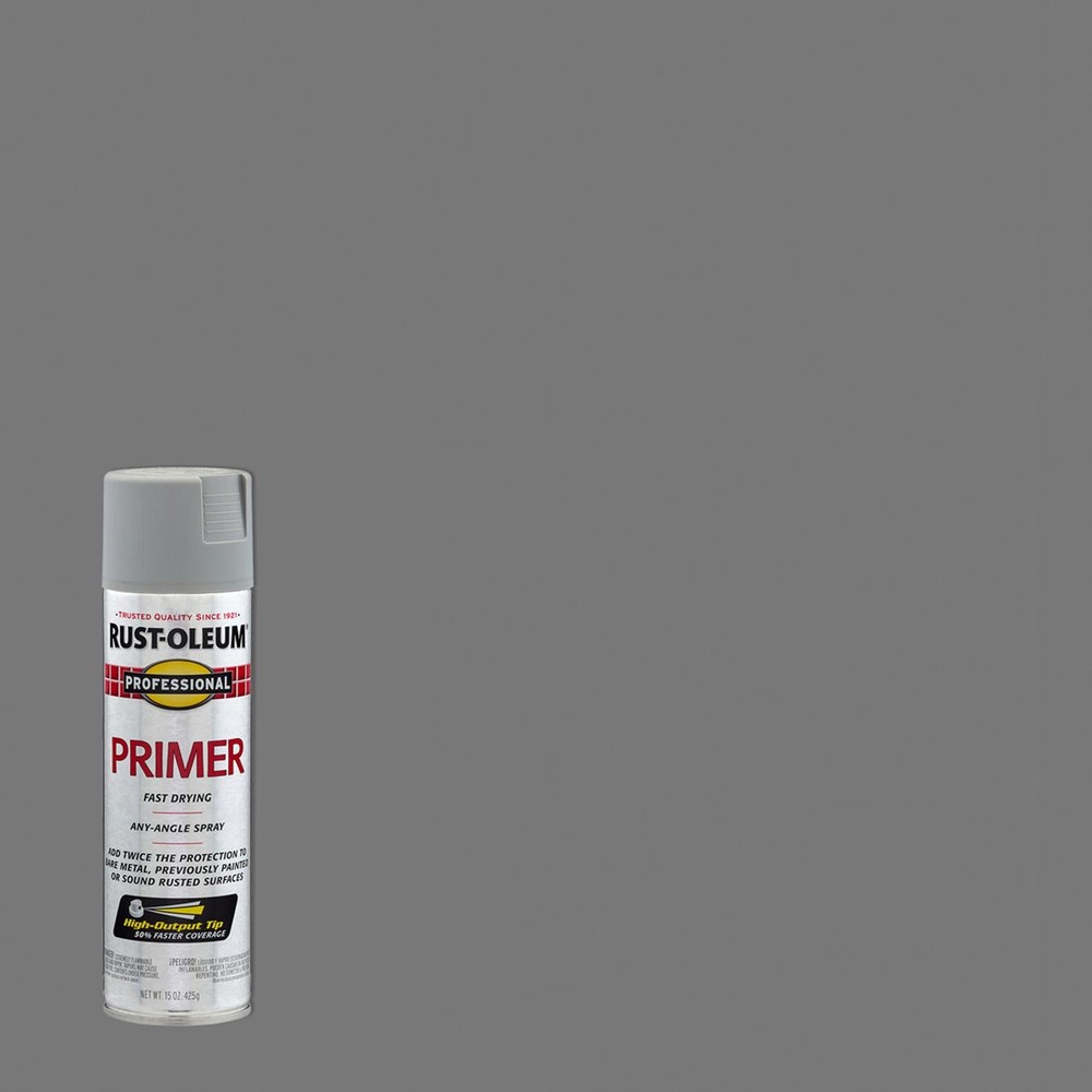 Rust-Oleum 7582-838 Professional Flat Gray Primer Spray 15 oz (Pack of 6)