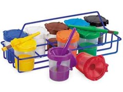 Lakeshore Learning 22 pcs No Spill Paint Set Complete- Cups, Brushes and Carrier