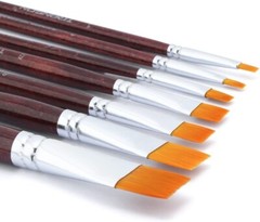 Durable Short Handle Flat Brush Set – 7 Sizes for Acrylic, Gouache & Watercolor